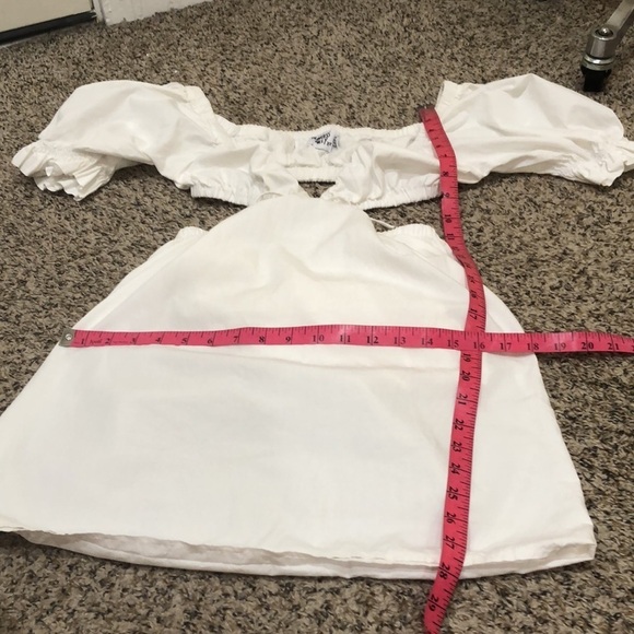 Princess Polly Dress Size US 4 White Puff Sleeve Cut Out Mini - Picture 9 of 9